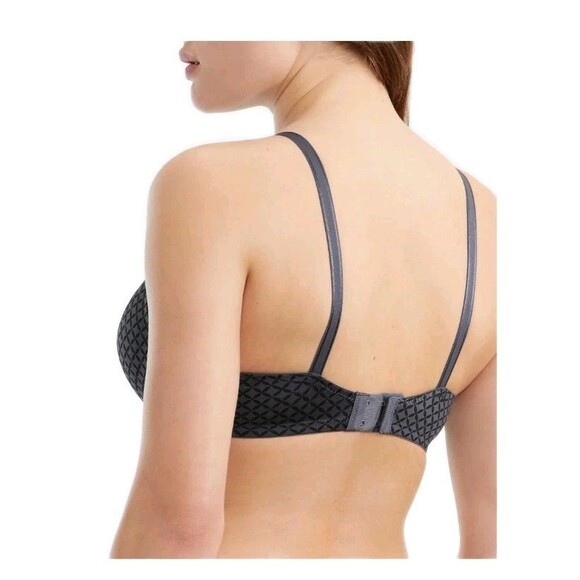 Warners This Is Not A Bra Underwire T-Shirt Bra 36D NWT 01593 Gunmetal Geo Print - Picture 2 of 8